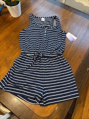 Women's navy striped romper NWT XS